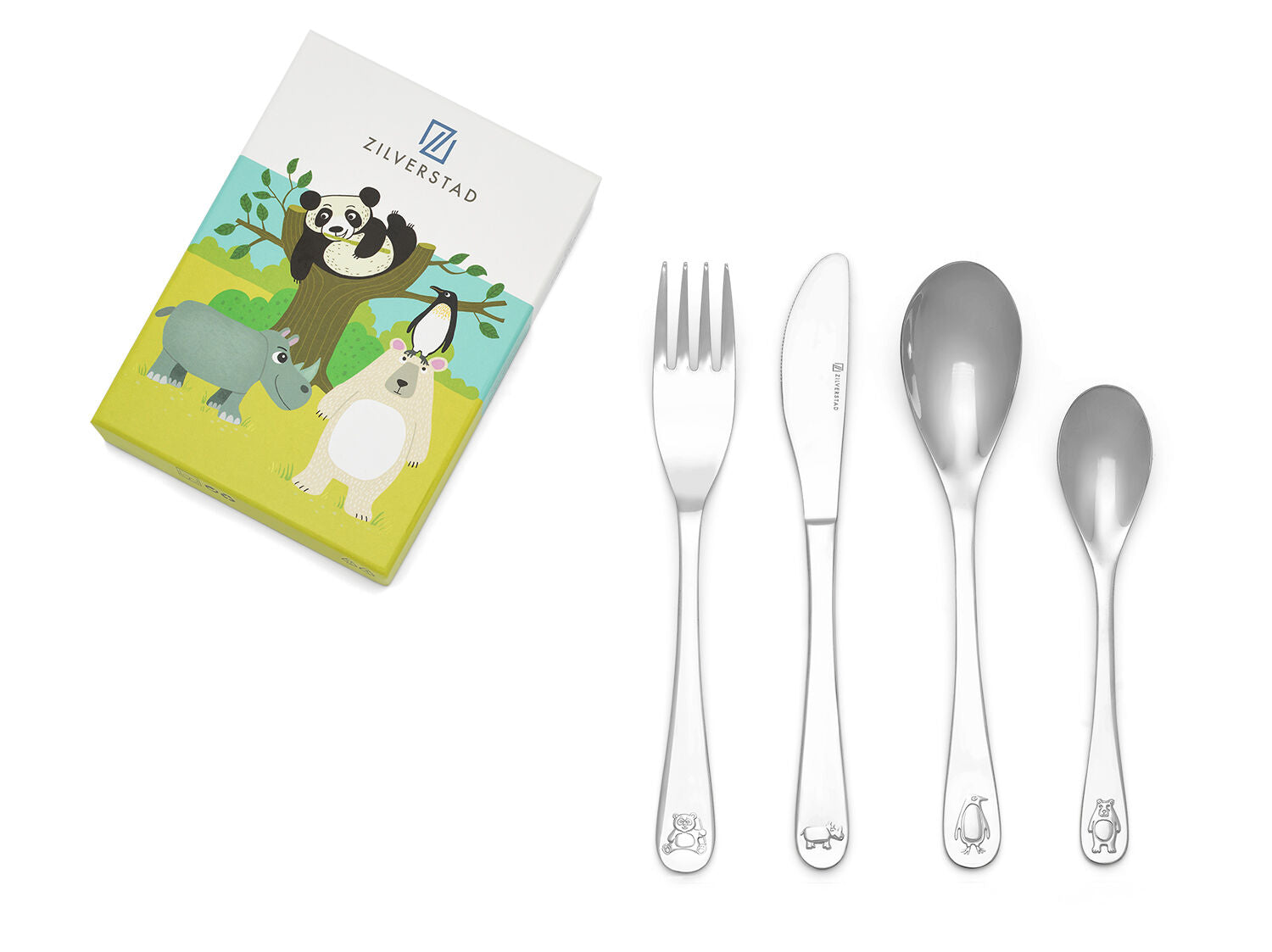 Children's cutlery Wildlife, 4-piece, stainless steel