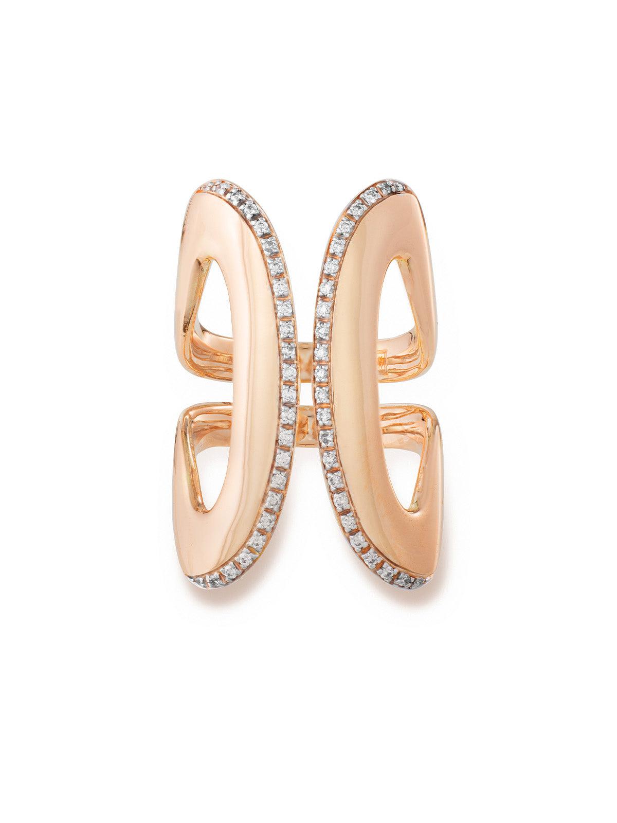 Libera icon' statement-ring van roségoud en diamanten