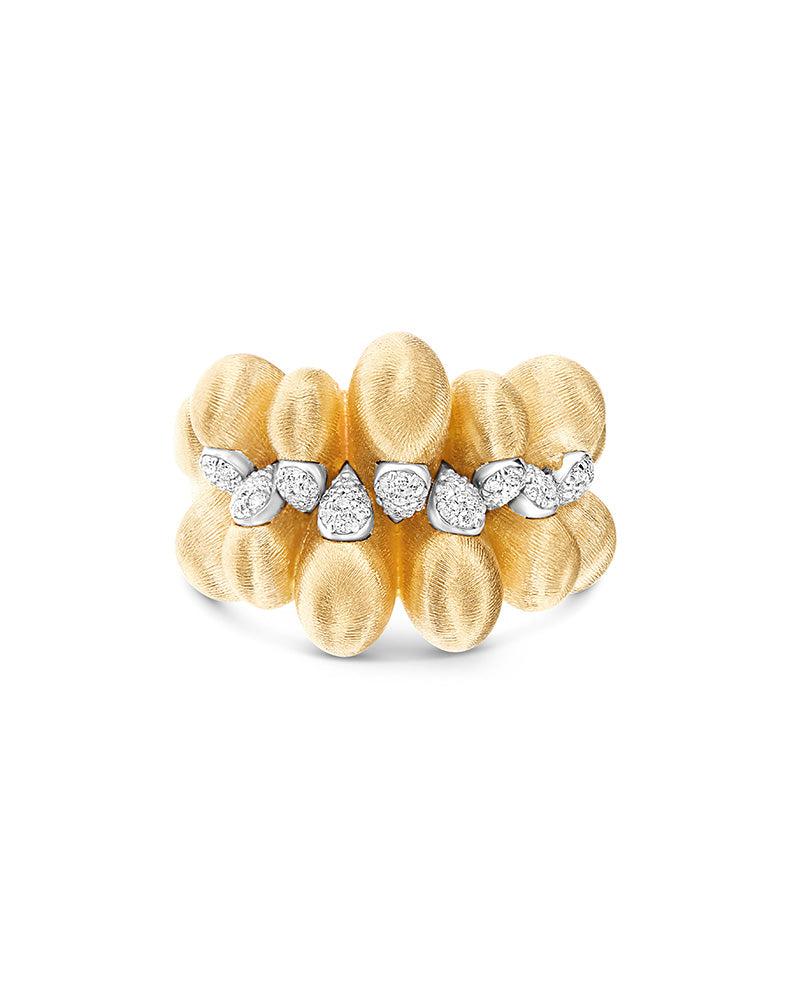 "Trasformista" gouden ring met druppels en diamanten