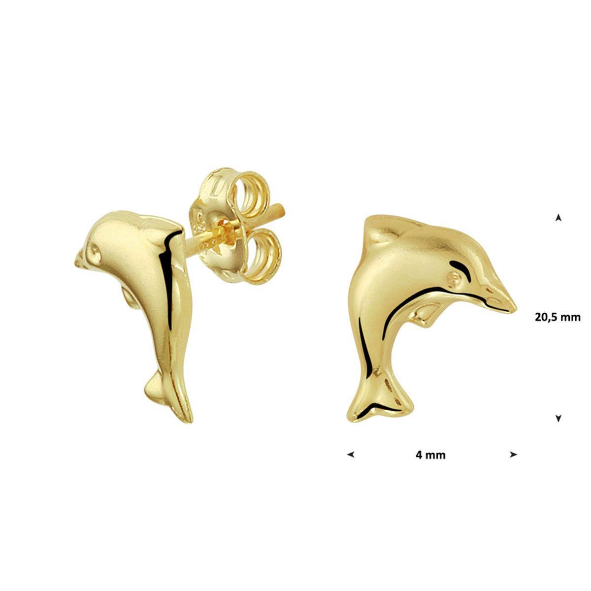 Oorknoppen dolfijn 14k geelgoud - 40.22309 - Brunott Juwelier