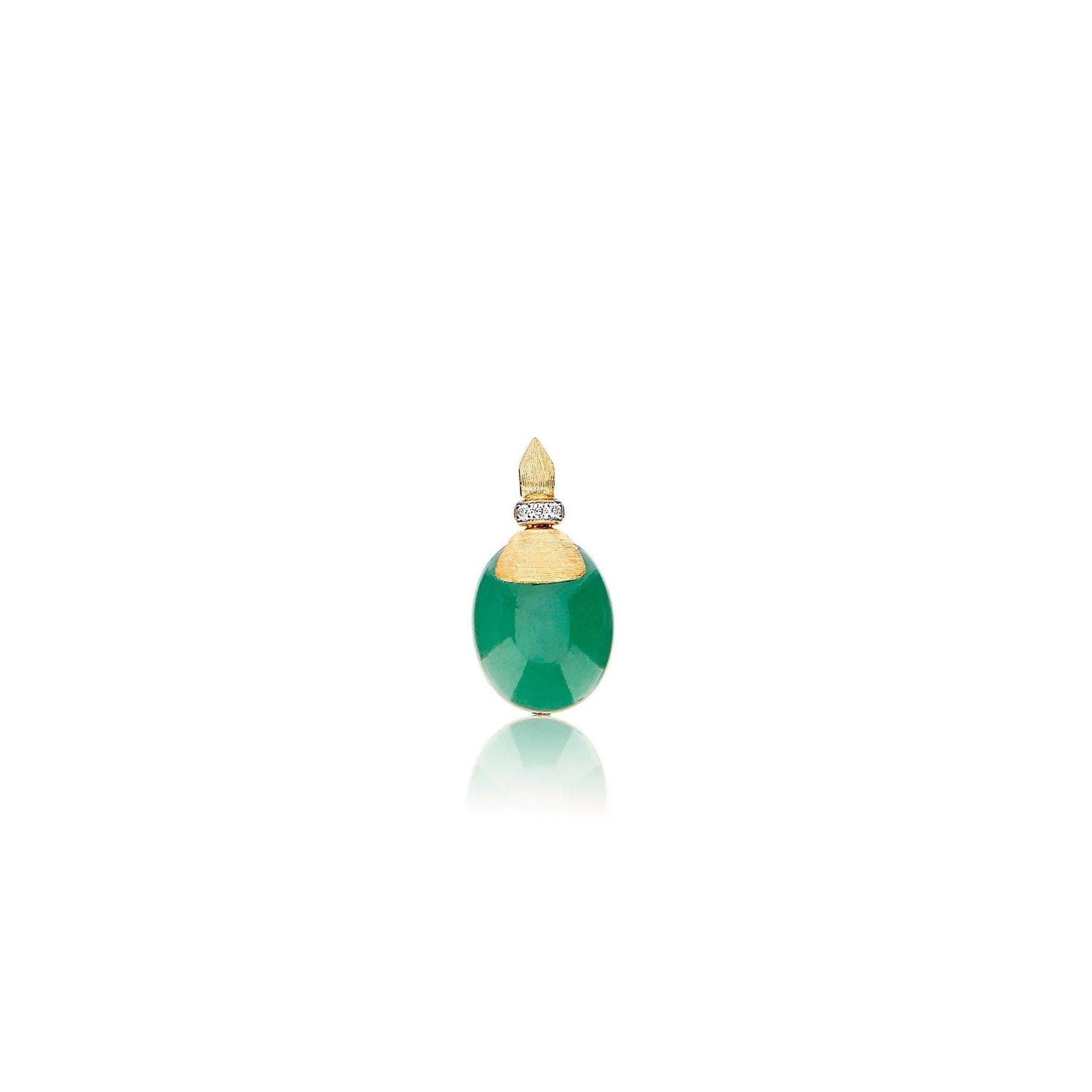 AMAZONIA "AMULETS" GOLD, DIAMONDS AND GREEN AVENTURINE PENDANT (MEDIUM)