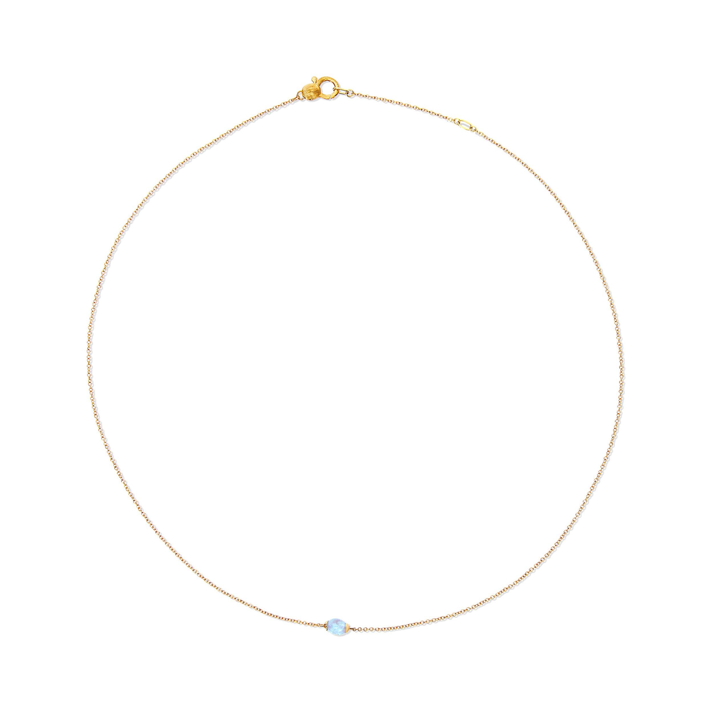 AZURE "AMULETS" GOLD AND MILKY AQUAMARINE NECKLACE (SMALL)