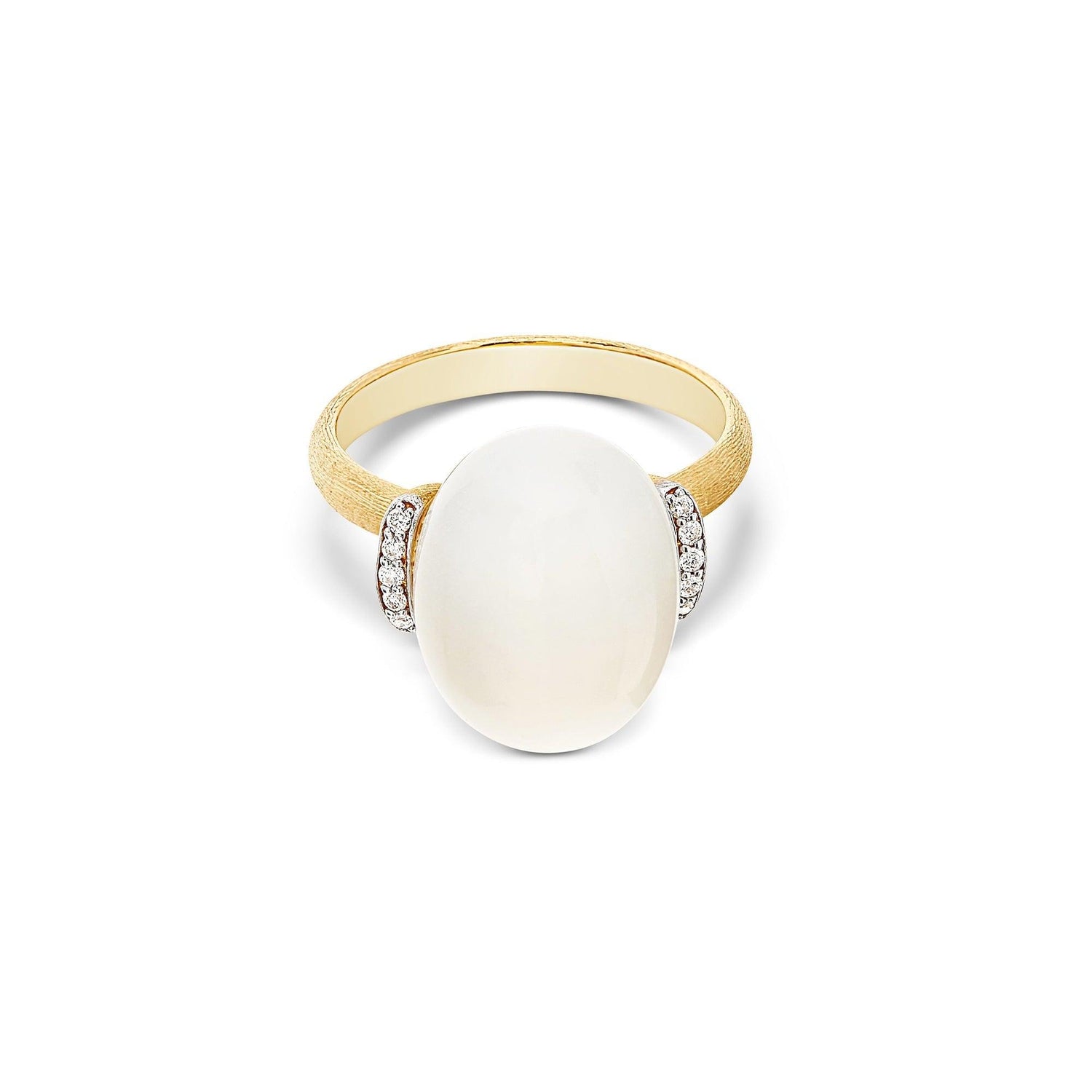 WHITE DESERT "AMULETS" GOLD, DIAMONDS AND MOONSTONE RING (LARGE)